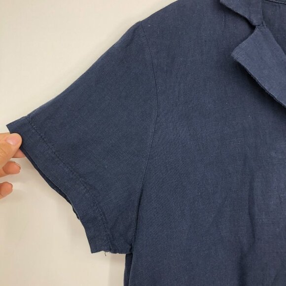 Holebrook Sweden Navy Marina Short Sleeve Linen Midi Dress 1/4 button V-neck S - Picture 11 of 16